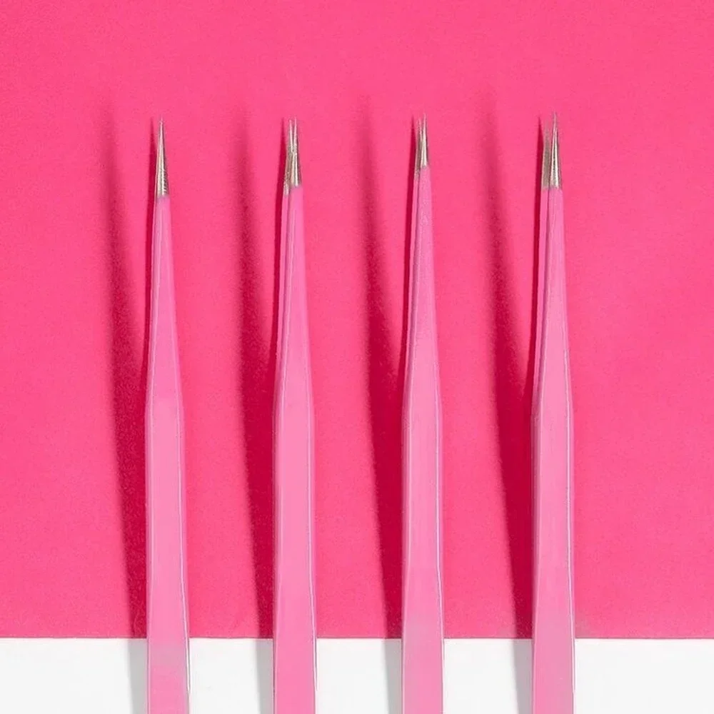 1pc Straight Nail Tweezers With 2 Heads And Silicone Pressing Head, Metal Nails Tools For 3D Sticker Rhinestones Water Sticker P