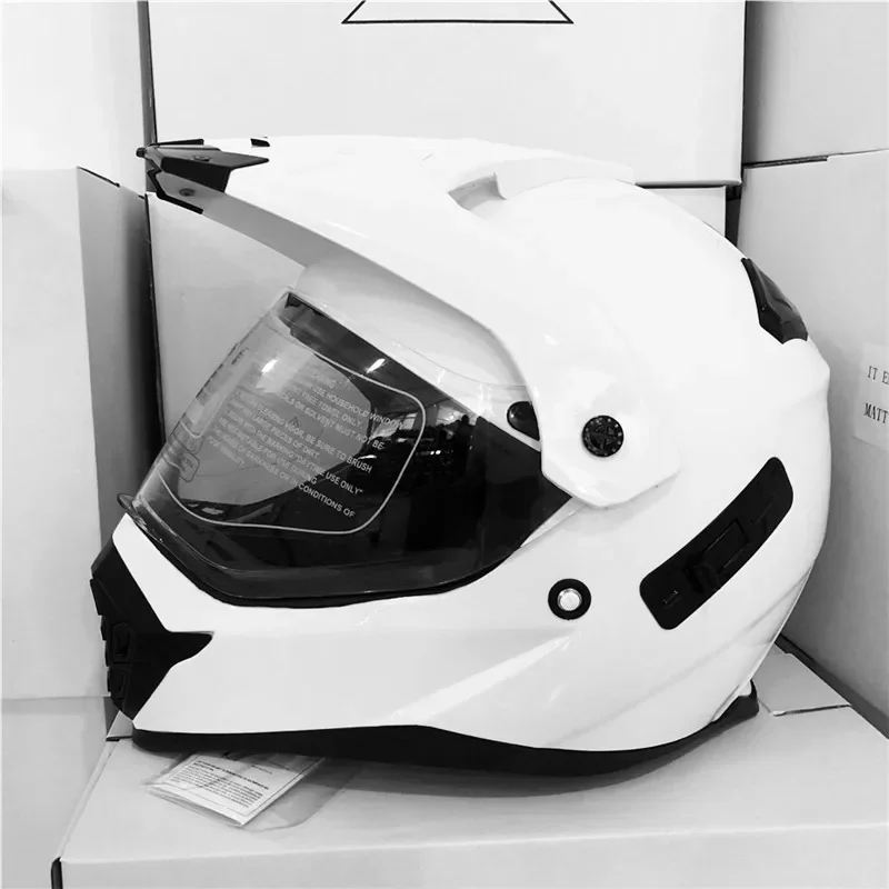 ECE Dirt Bike Helmet Off-Road Full Face Helmet for ATV Motocross MX Enduro Quad Sport, Magic beads, Large white