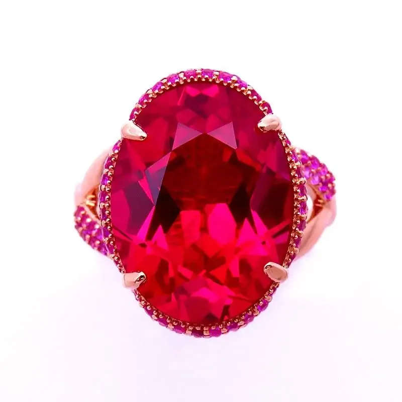 

585 purple gold plated 14K rose gold inlaid ruby red rings for women new design classic charm attended banquet jewelry