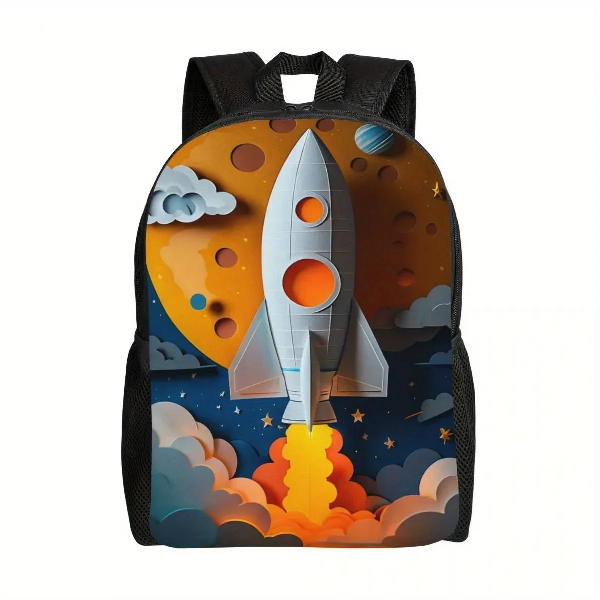 Custom Bag Lightweight Rocket Launch Backpack - Large Capacity, Adjustable Straps, Zip Closure, Cute Printed Design For School,