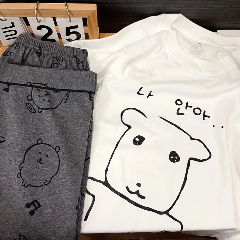 

Летние пижамы из чистого хлопка Ganadi Little Dog, женские длинные брюки ort Sve, милый мультяшный медведь Self-Mo, весна-осень, домашняя одежда...