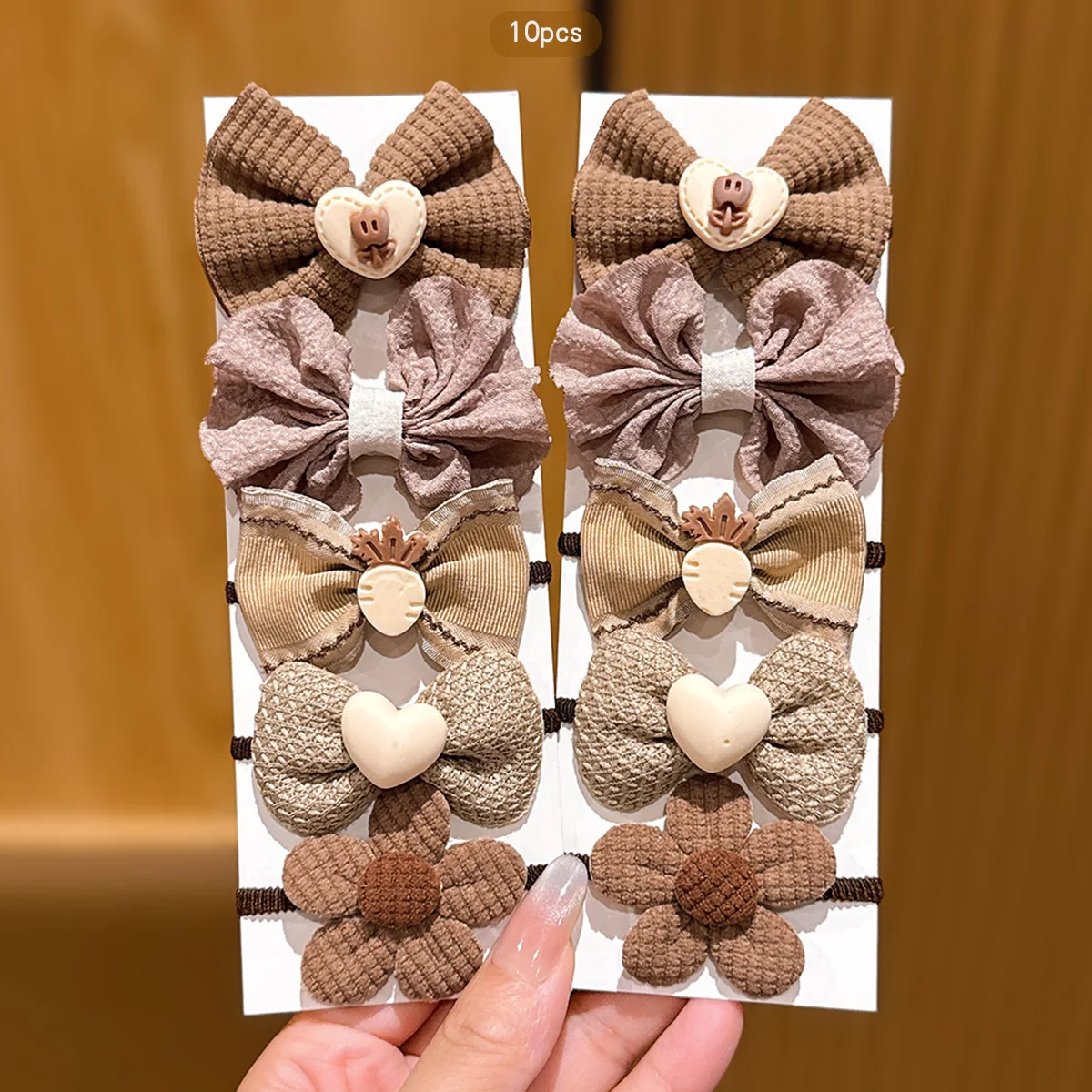 10 pieces of coffee colored bow tie hair accessories suitable for daily use as headwear