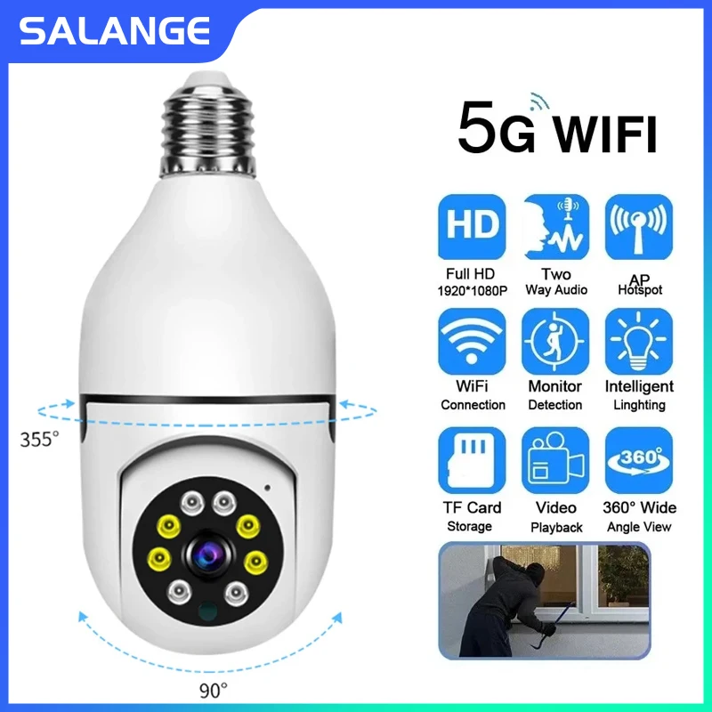 

2.4G/5G Wifi E27 Bulb Surveillance Camera 1/2/3MP HD Night View Automatic Tracking 4X Digital Zoom Video Home Security Monitor