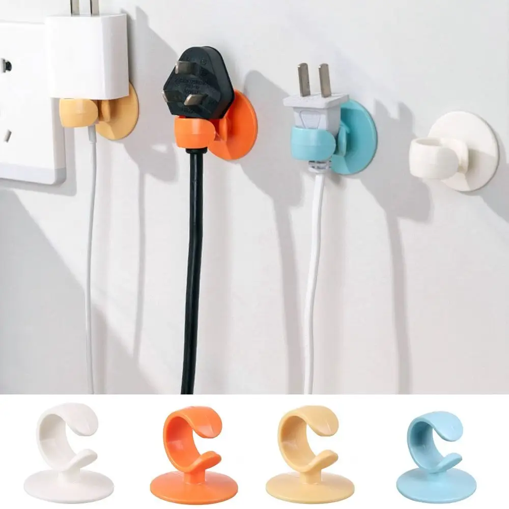 Plastic Plug Hook Multifunctional Wall Adhesive Non-marking Plug Storage Holder Nail-free Cord Storage Rack Office