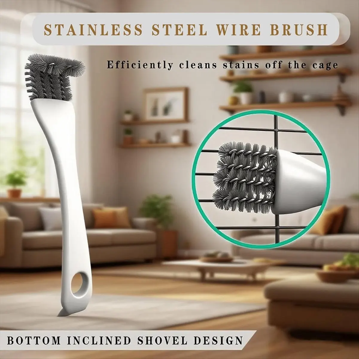 AA14 7 Piece Bird Cage Cleaning Brush Set, Stainless Steel Bird Droppings Scrapers, Pet Cage Cleaning Kit for Bird Cages