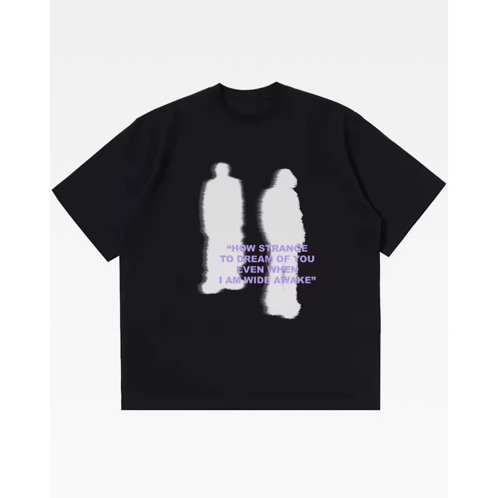 Y2K Grunge Streetwear T-Shirt Men Women Hazy Blurry Figure Letter Graphic Oversized Loose Fit Cotton Short Sleeve Casual Tee