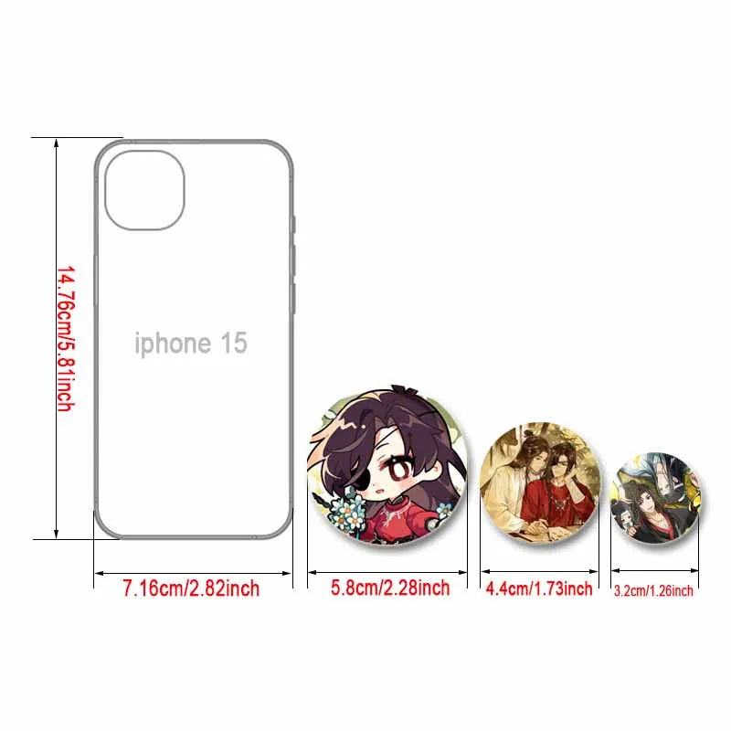 Anime Heaven's Official Blessing Round Brooch Creative Hua Cheng Xie Lian Figure Lapel Pins Cartoon Badge Bag Hat Accessories