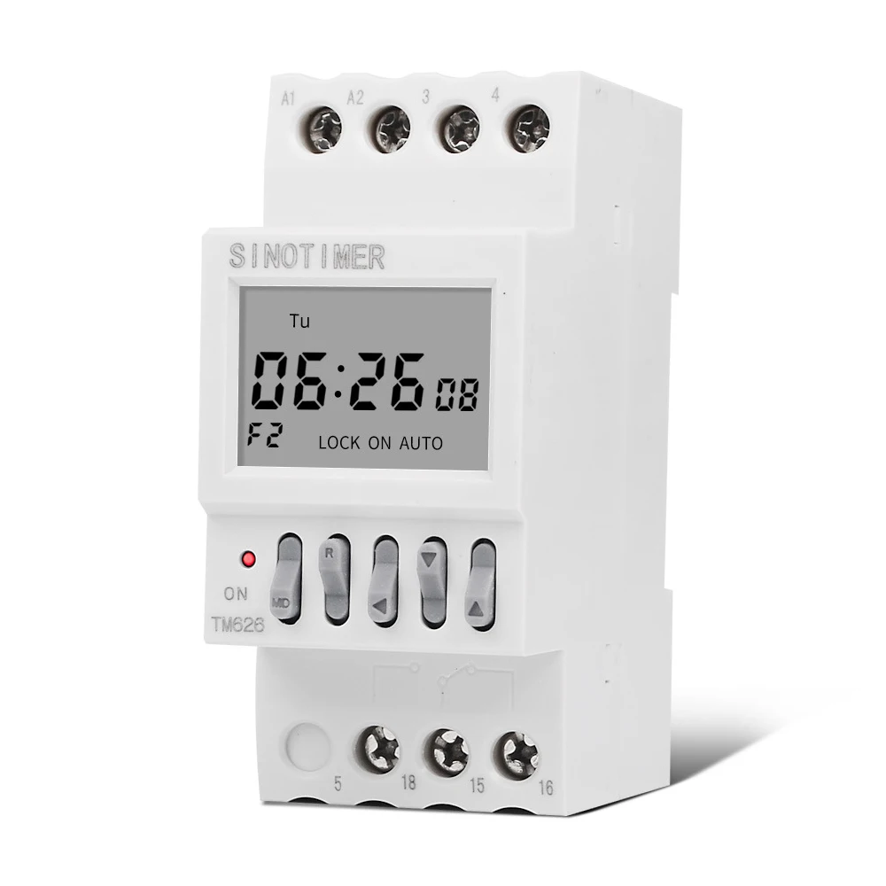 TM626 2 Channel Timer Switch 220V Two Groups Output Separate Control 7 Days Weekly Programmable Timer 35mm Din Rail Installation