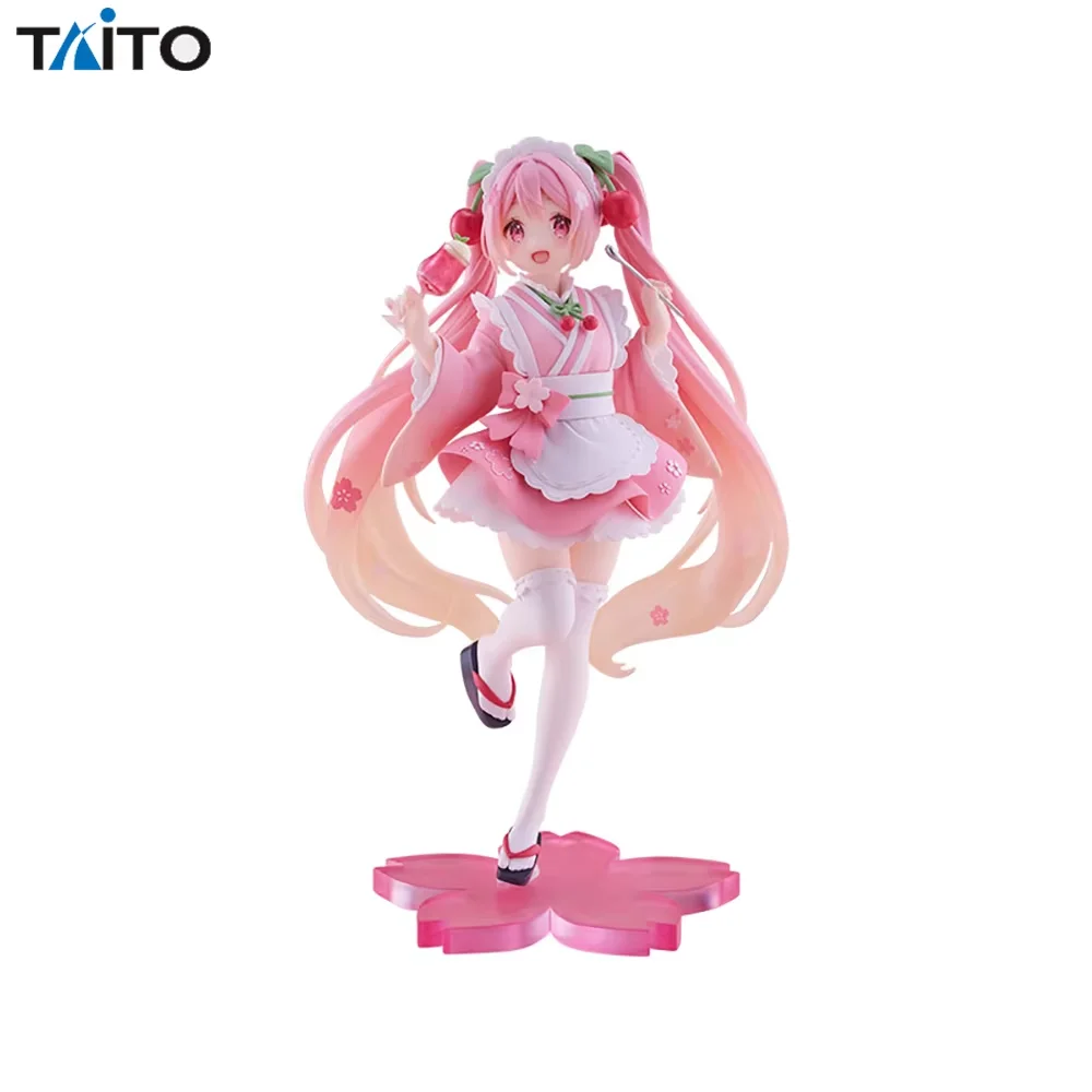 In Stock Original TAITO Sakura Hatsune Miku Maid PVC Anime Figures Action Figure Model Toys Collectibles Gifts