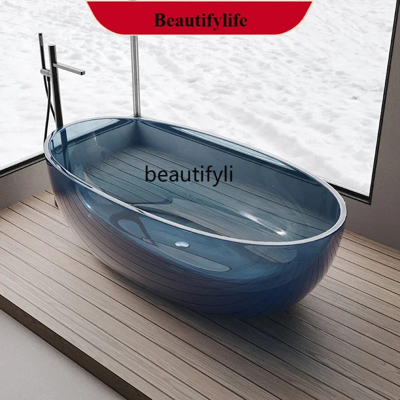 

F18 Transparent resin bathtub Free-standing thick-edged resin Color hotel Homestay Home