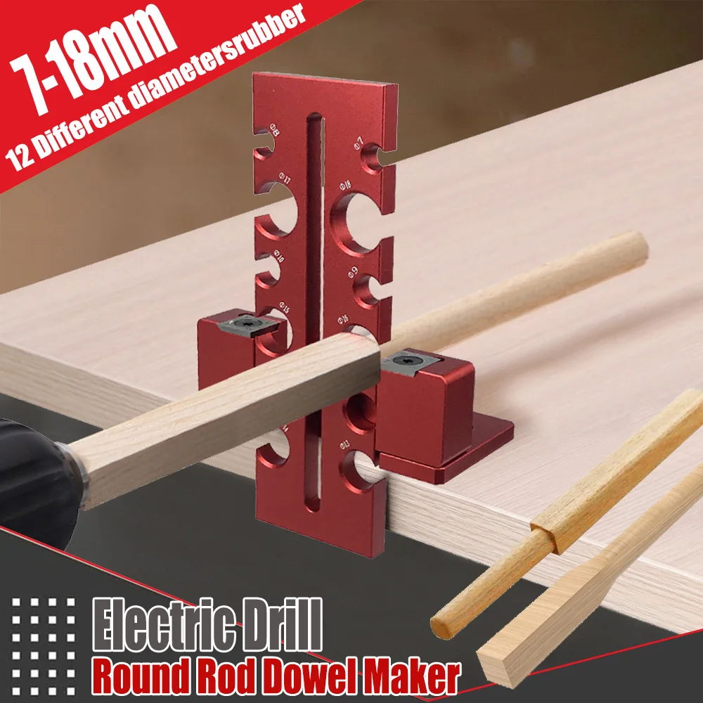 7-18mm Dowel Pin Making Template Kit 12 Hole Double-edged Cut Round Rod Auxiliary Tool With Adjustable Drill Nilling Pin