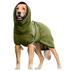 1PCS Solid Color Fashion Outfit Velvet Pet Dog Jumpsuit Dog Thickened Warm Hooded Clothes Pet Clothes for Medium Large Dogs