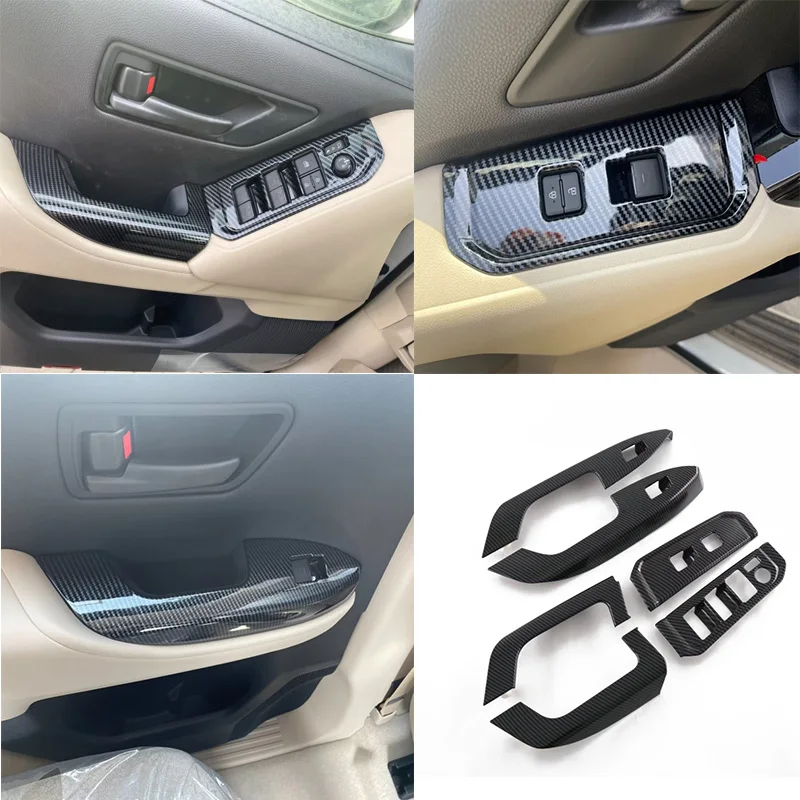 

For Toyota Land Cruiser 300 Lc300 Door Armrest Window Switch Panel Cover Trim Carbon Fiber Car Interior Decoration Replacement