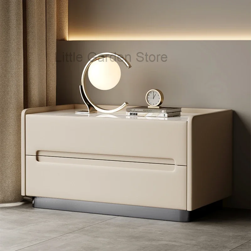 

Bedroom Italian Nightstands Luxury Leather Wood Vintage Tv Stands Nightstands Beige Simple Table De Chevet Furniture Living Room