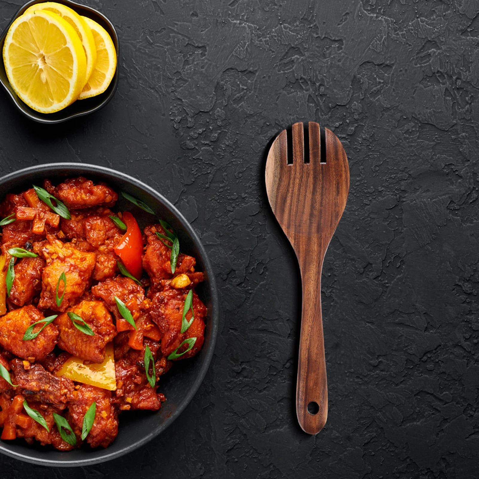 

1 set Acacia Wood Salad Fork Spoon Set Dessert Forks Mixing Spoons Japanese Serving Utensils Smooth Easy Clean Handcrafted