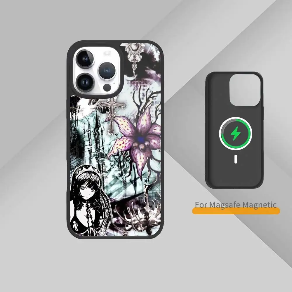 Coque de téléphone gothique coquette cybersigilisme, pour iPhone17,16,15,14,13,12,11 Plus,Pro Max, chargement sans fil magnétique Magsafe