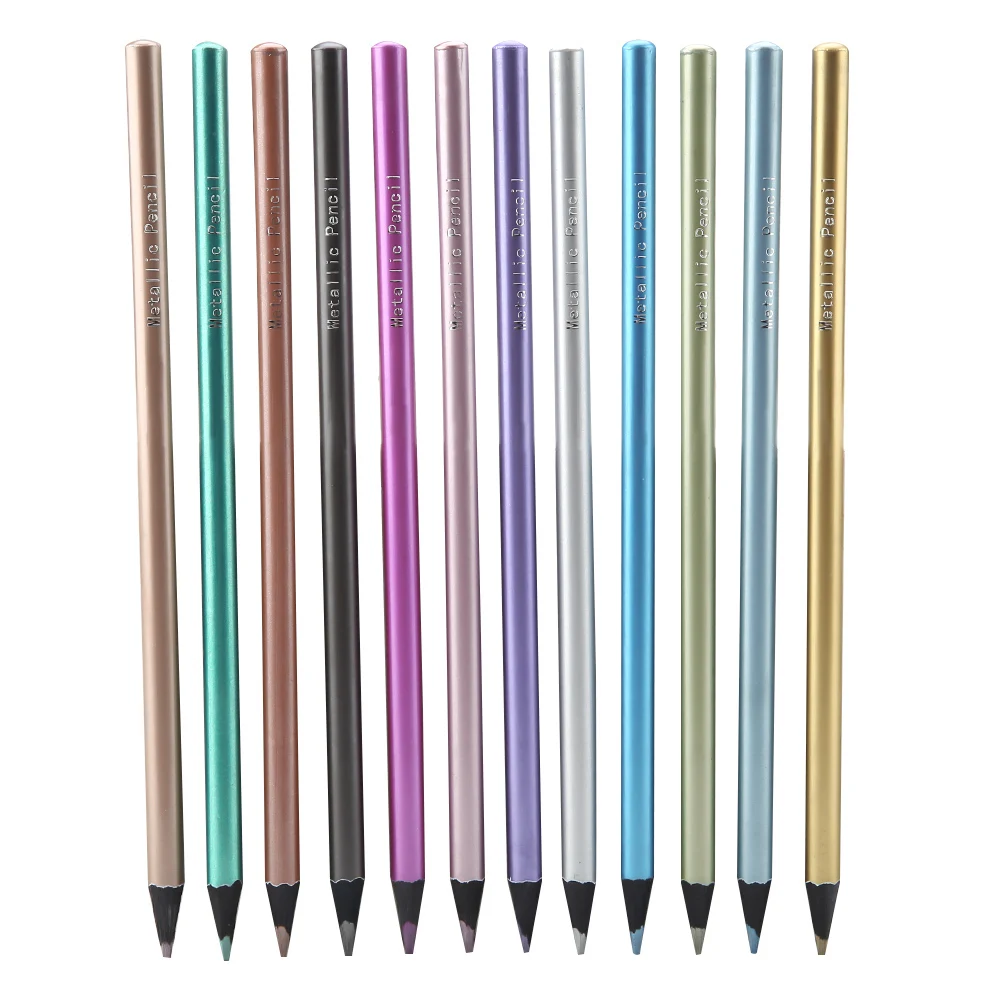Metallic Color Pencils Easy To Sharpen 12 Colors Environmentally Friendly  Drawing Art Colored Set for Coloring Books