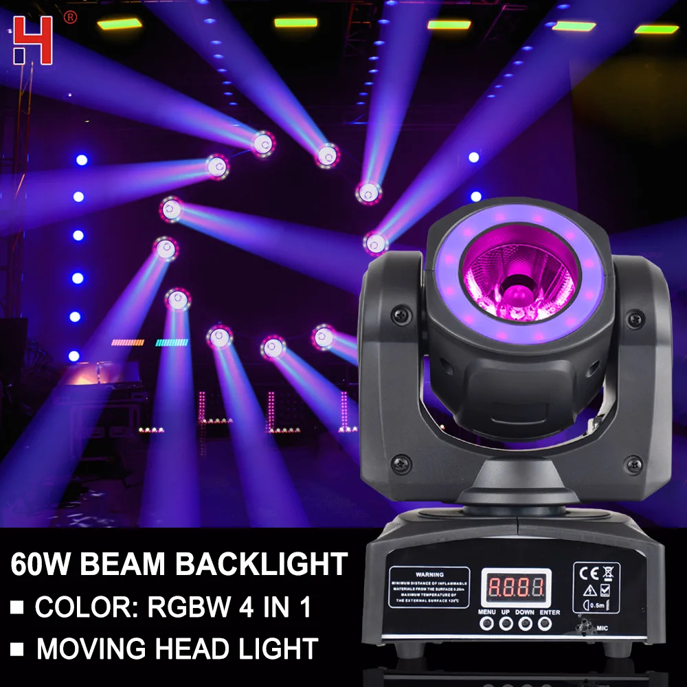 

HongYi Mini Moving Head LED 60W RGBW 4In1 With DMX512 Control Beam Super Bright Stage Light For Wedding DJ Disco Party Bar