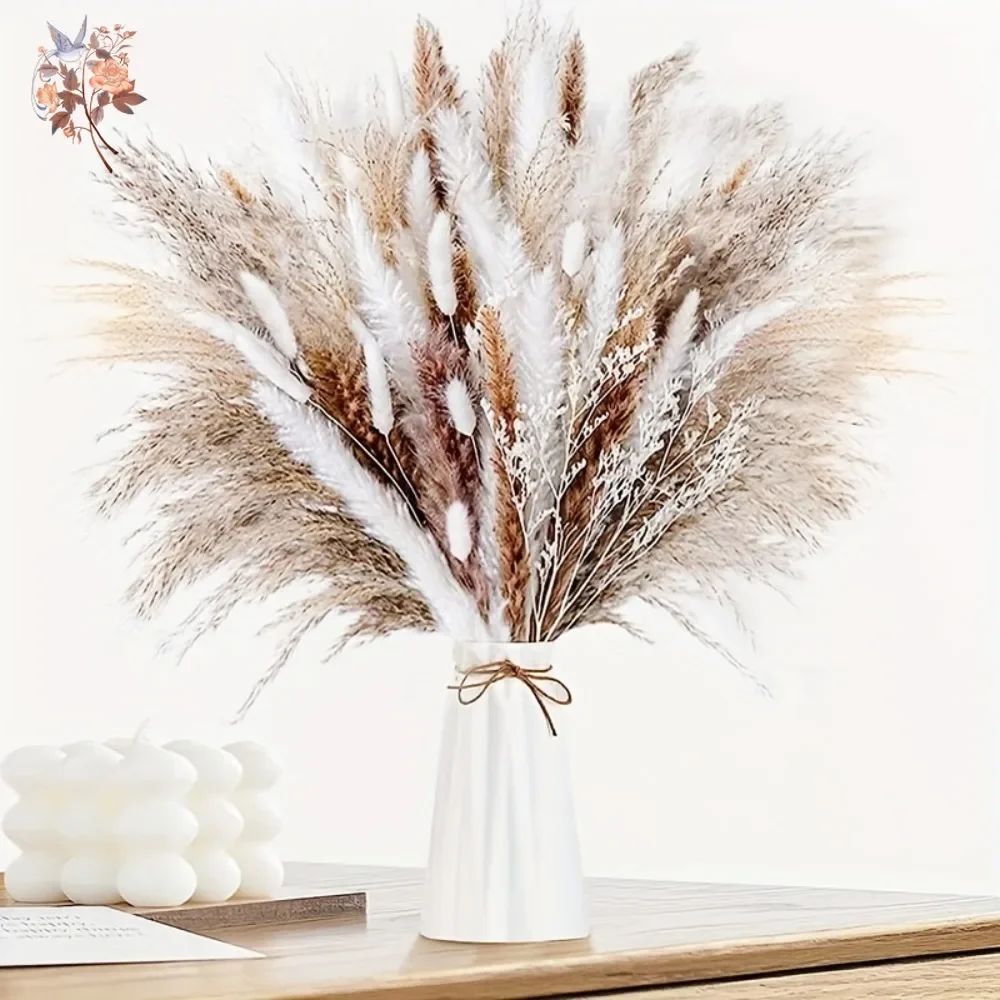 

Fluffy Dried Pampas Grass Bouquet Wedding Flowers Home Decoration Natural Phragmites Artifical Floral Farmhouse Party Supplies