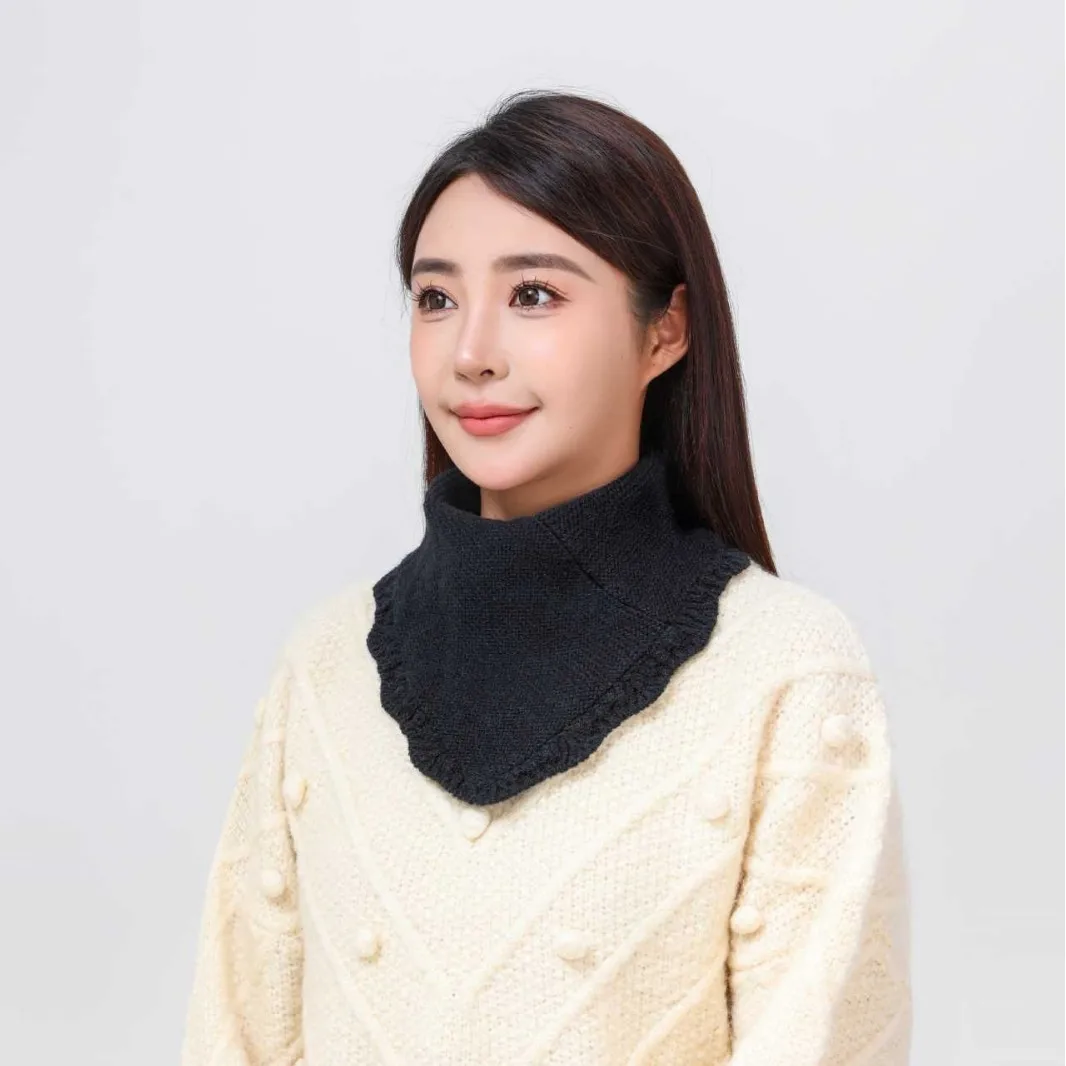 Simple and Thickened in Solid Color, Windproof Neck Protection and Cold-proof Triangular Scarf, Head Cover and Neck Cover.