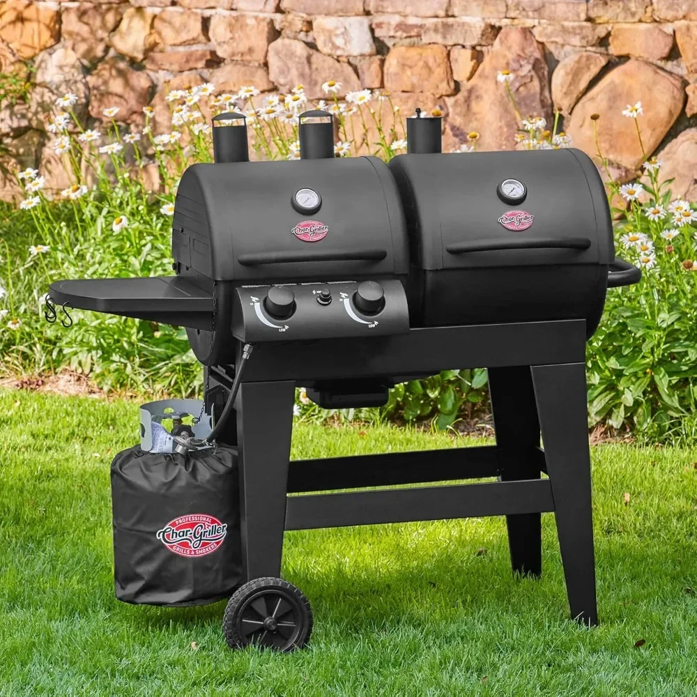 

Dual-Function 2-Burner Propane Gas and Charcoal Combination Grill and Smoker With 870 Cooking Square Inches in Black Aerogrill