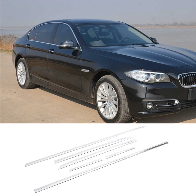 6piece set stainless steel silver For BMW 5 Series F10 2011-2017 car body trim sticker car exterior protection accessories