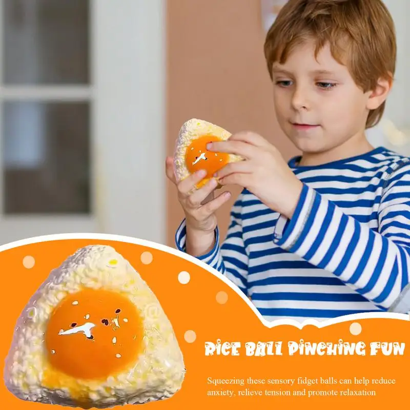 Bola de arroz de huevo para apretar, juguete de simulación de comida, juguete creativo de rebote lento, juguetes antiestrés de silicona para niños y adultos, regalos para aliviar el estrés