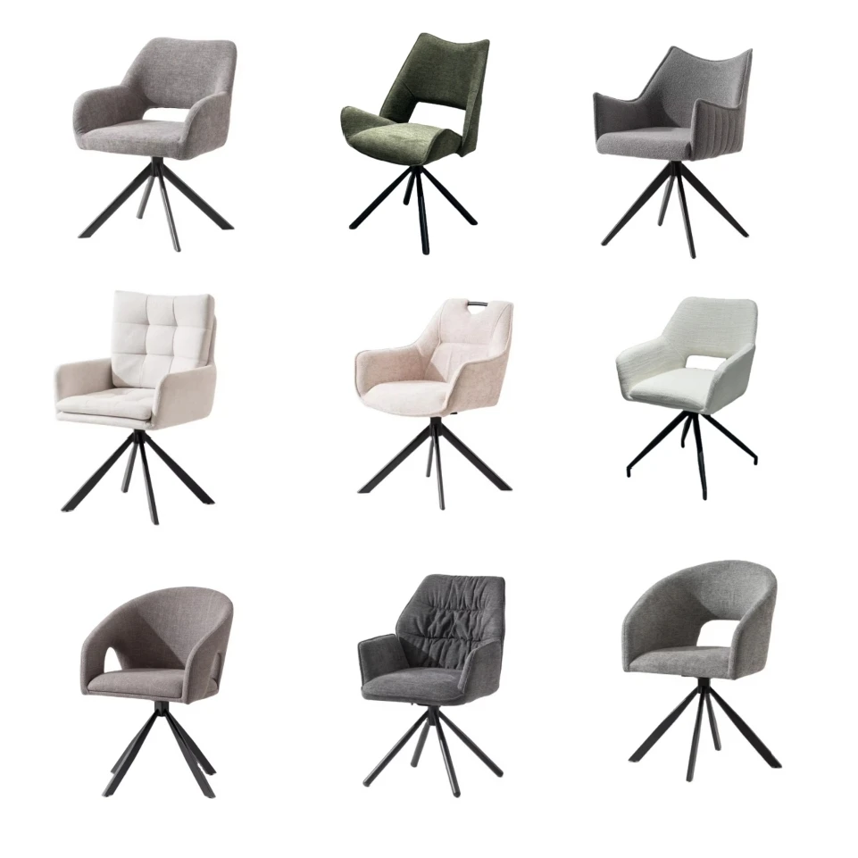 

Velvet Tub Luxury Dinning Dining Chair for Restaurant Factory Indoor Kitchen Simple Modern Upholstery White Gray Swivel Fabric