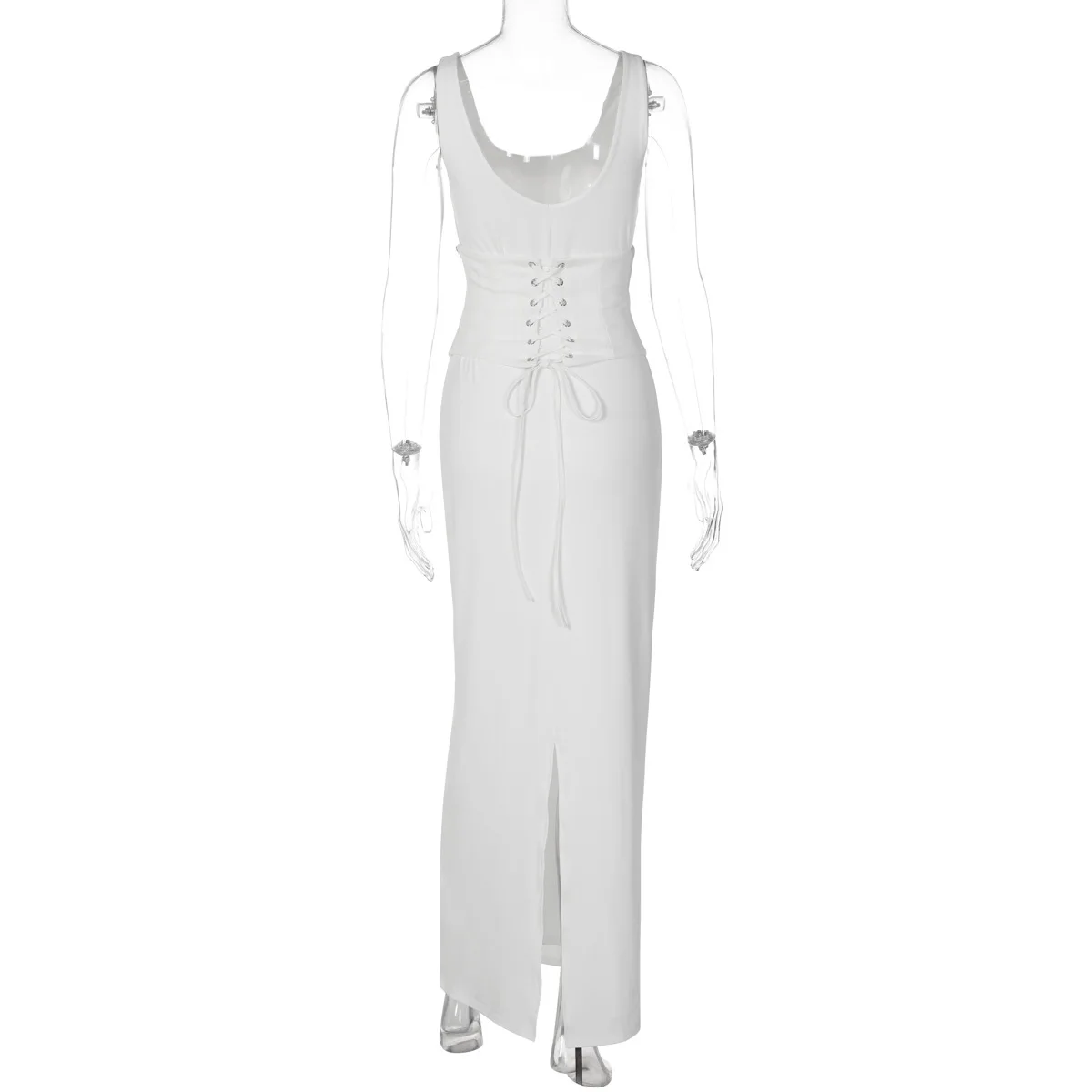 Sommer Geraffte Sexy Verband Kleid Frauen Kleid Quadrat Kragen Ärmelloses Schlank, Figurbetontes Kleid Weibliche Hohe Taille Club Party Langes Kleid – Detail 17
