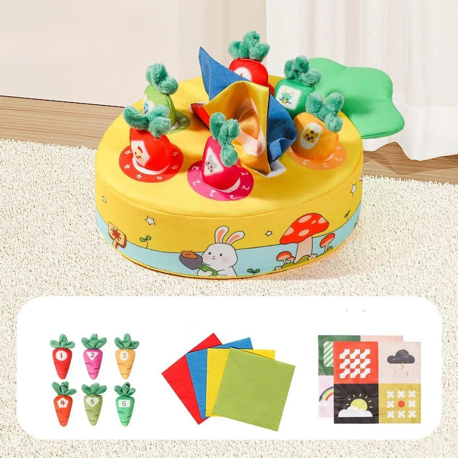 Boîte à mouchoirs sensorielle pour tout-petits, tapis de carottes, compétences fines, jouet éducatif Montessori amusant pour enfants d'âge préscolaire, cadeau pour enfants