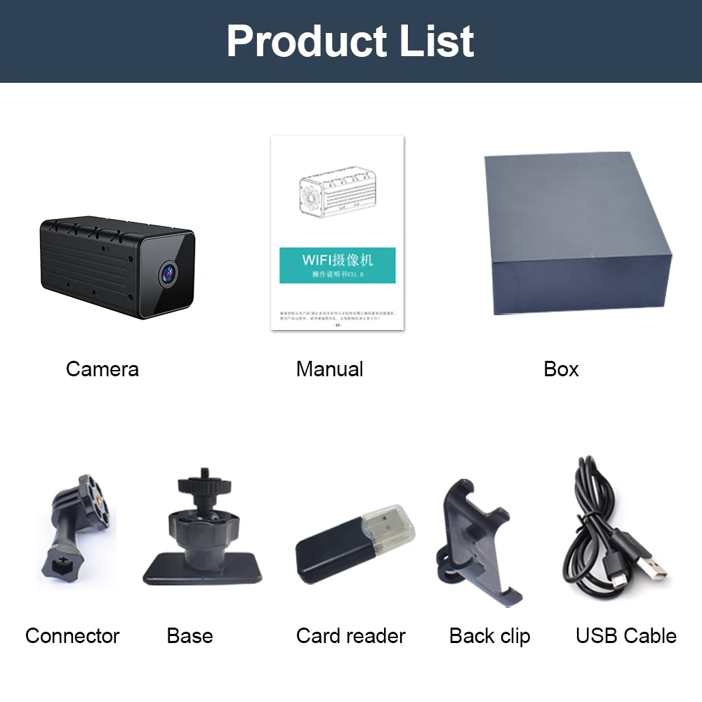 Wireless Remote Monitor Camera, WiFi, Mini Cam, Micro Cam, Tiny IP, Indoor Video Recorder, 1080P, WD9-A - view 6