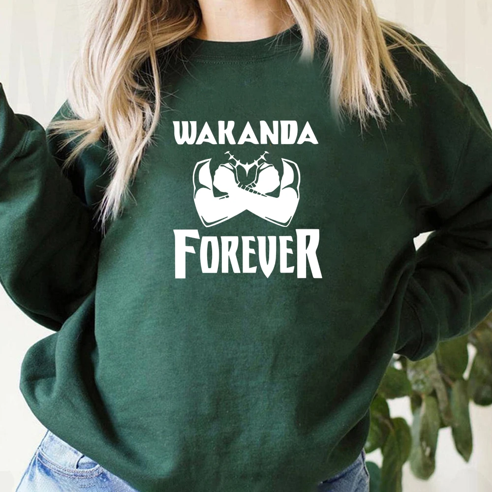 Wakanda Forever Sweatshirt King Of Wakanda Hoodie Panther Black King จัมเปอร์ Vintage Superhero Crewneck เสื้อ Hipster Tops