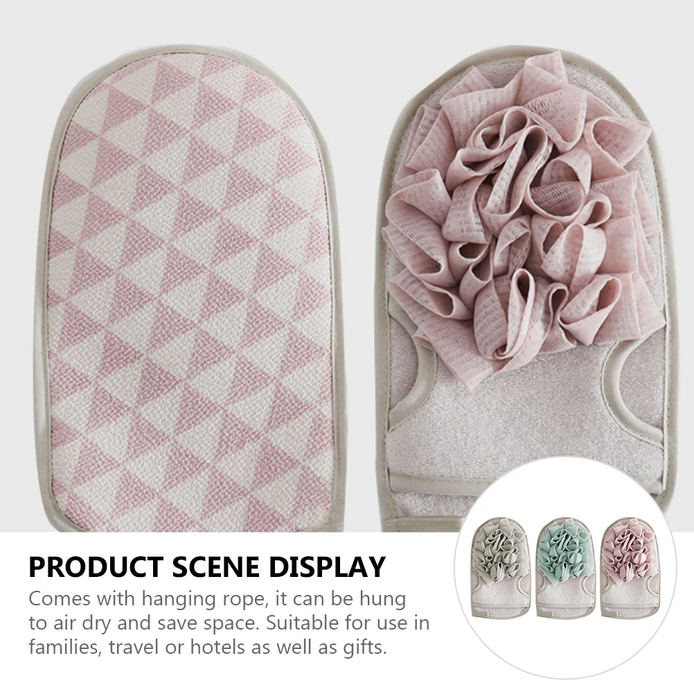 

3Pcs Shower Gloves Exfoliating Bath Scrubber Double Sided Back Scrubber Bubble Maker Bath Shower Tool Bubble Maker