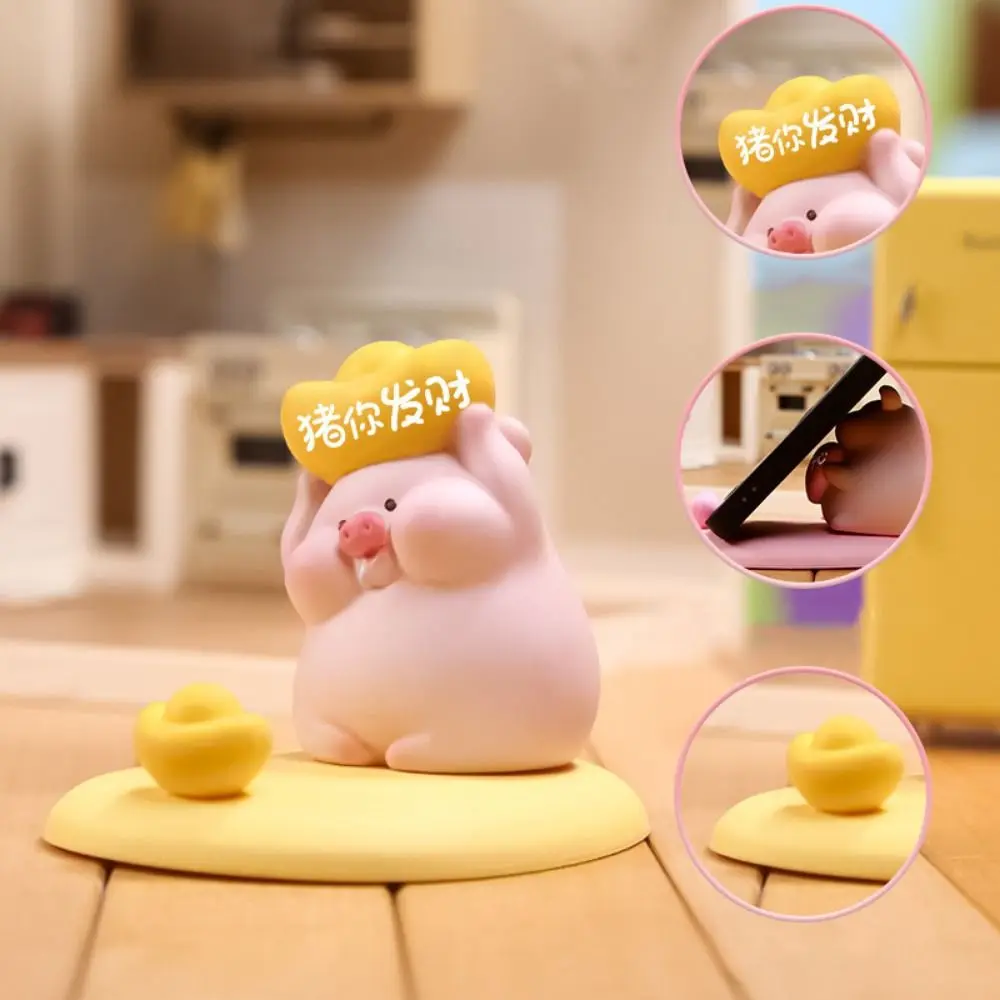Creative Pig Phone Holder Pig Shaped Lovely Cute Pig Phone Rack Portable Slot Design Cartoon Pig Phone Stand Desktop Decoration