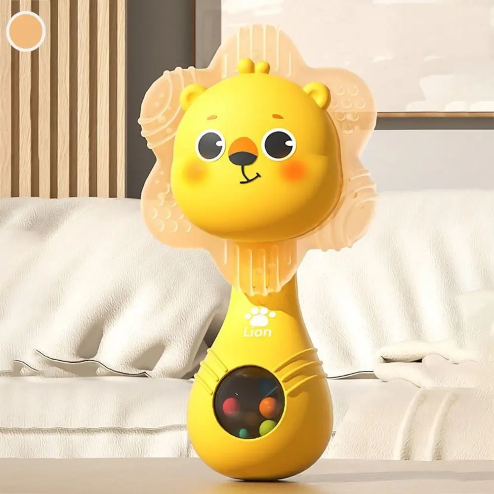 Sonajero mordedor de música de plástico, sonajero interactivo masticable, música sensorial, juguete Montessori, campana de manivela suave, juguetes de 0 a 12 meses