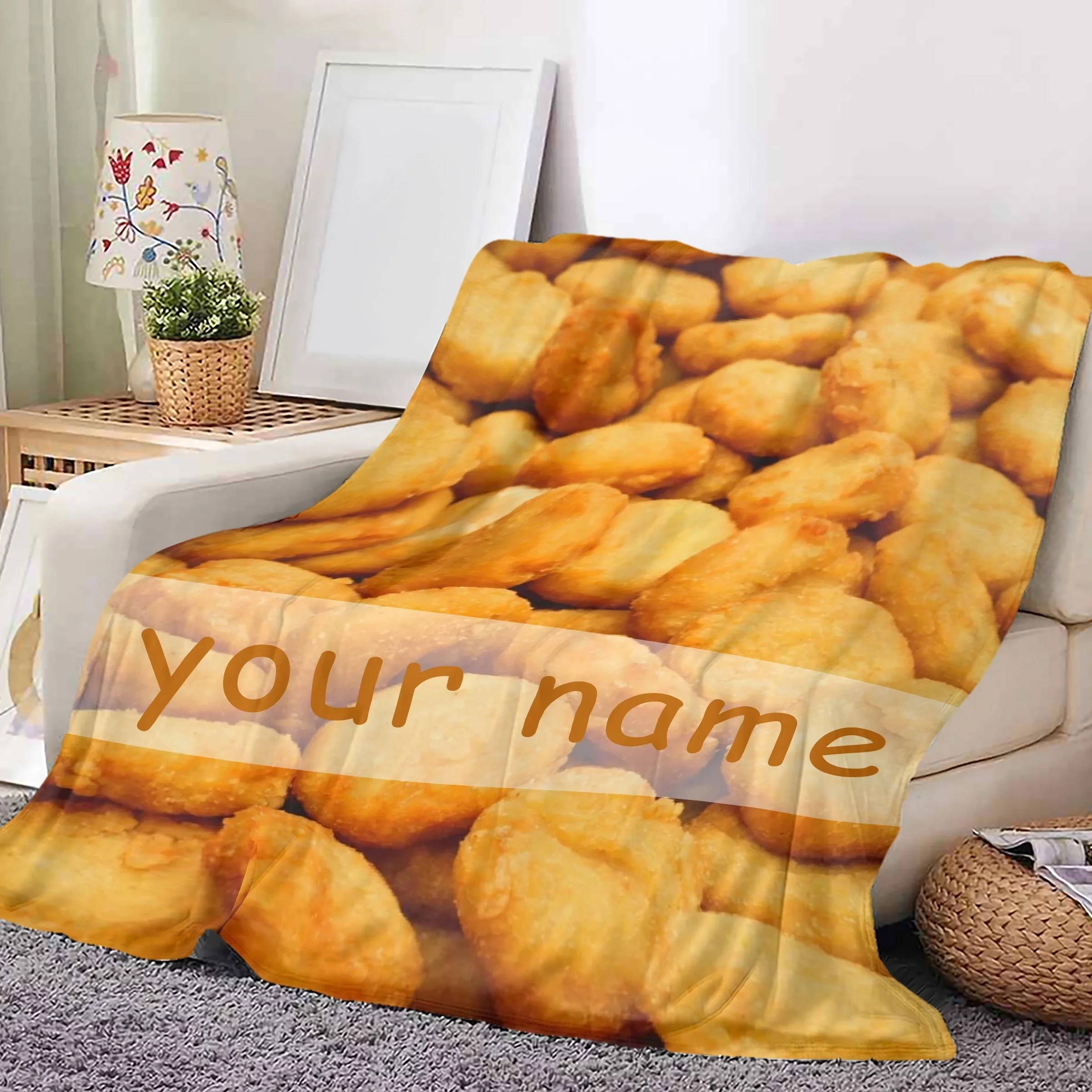 Comfortable chicken block pattern flannel blanket is soft, warm and versatile, suitable for sofas, travel offices