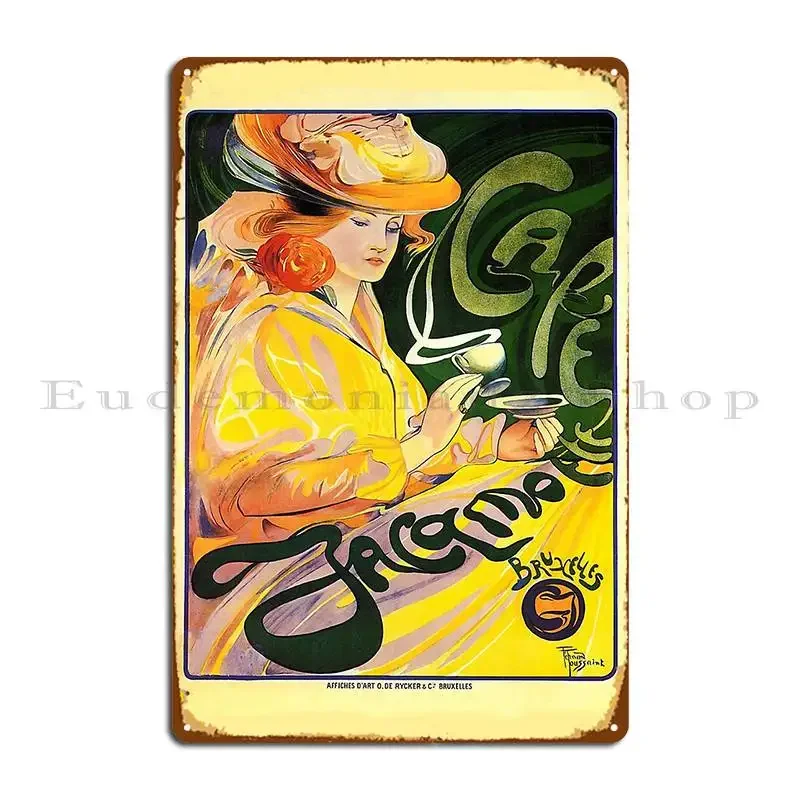 Vintage French Cafe Jacomo Coffee Advertising 1920 S Metal Sign Designer Garage Mural Wall Decor Wall Mural Tin Sign Poster