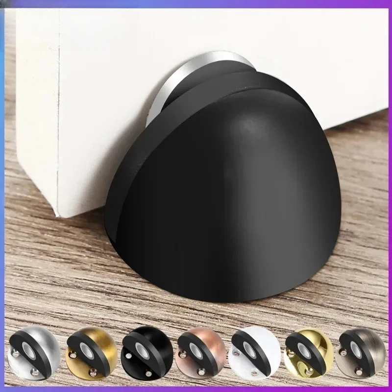 Stainless Steel Rubber Magnetic Door Stopper Non Punching Sticker Hidden Door Holders Floor Mounted Nail-free Door Stops