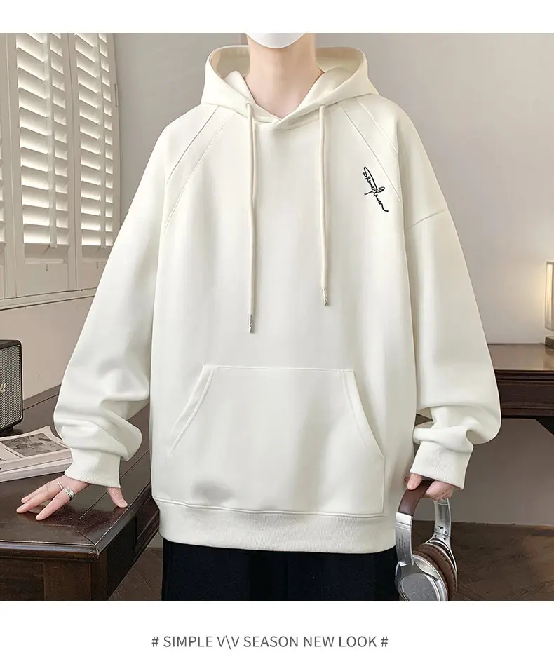 Lässige Herren-Baumwoll-Hoodies 2026 Frühling Herbst Kapuzenpullover Outdoor Einfarbige Kapuzenoberteile Kleidung Jugend Sportbekleidung Pullover – Detail 13