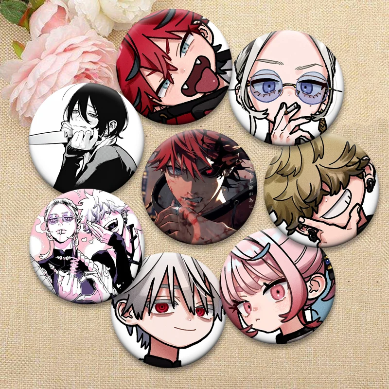 

Anime Gokurakugai 32/44/50/58mm Button Pins Snap in Design Brooches Daily Stylish Ornament Badge Exquisite Gifts for Friends