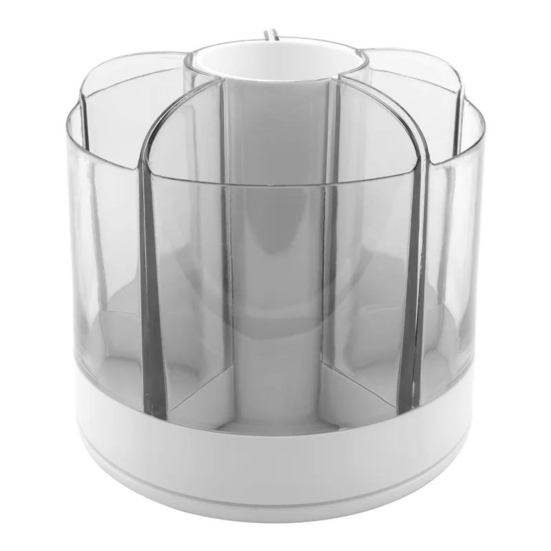 AED7-1 Uds. Para organizador de cosméticos de escritorio, portalápices giratorio de 360 grados para pinceles, marcadores de crayón, color blanco