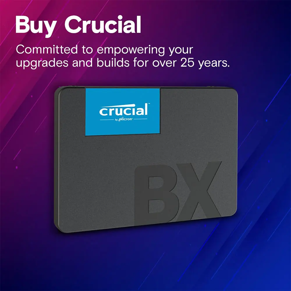 محرك الأقراص الصلبة Crucial BX500 SATA SSD 240GB 500GB 1TB 2TB 2.5 بوصة ثلاثي الأبعاد NAND محرك الأقراص الصلبة الداخلي SSD للكمبيوتر المحمول وسطح المكتب (الكمبيوتر الشخصي) محرك الحالة الصلبة