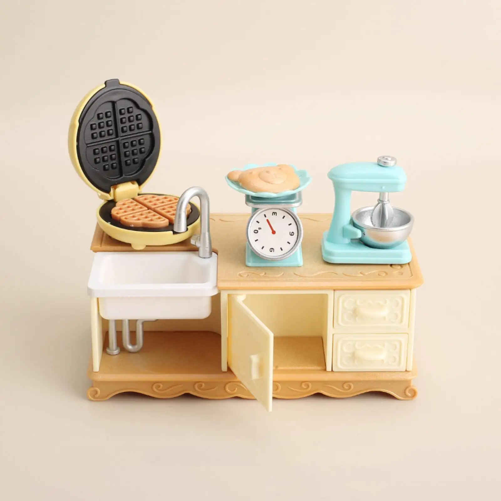 Miniature Kitchen Playset Egg Beater and Bread Machine Set Coordination Dollhouse Kitchen Accessories for Girls Boys Toddlers