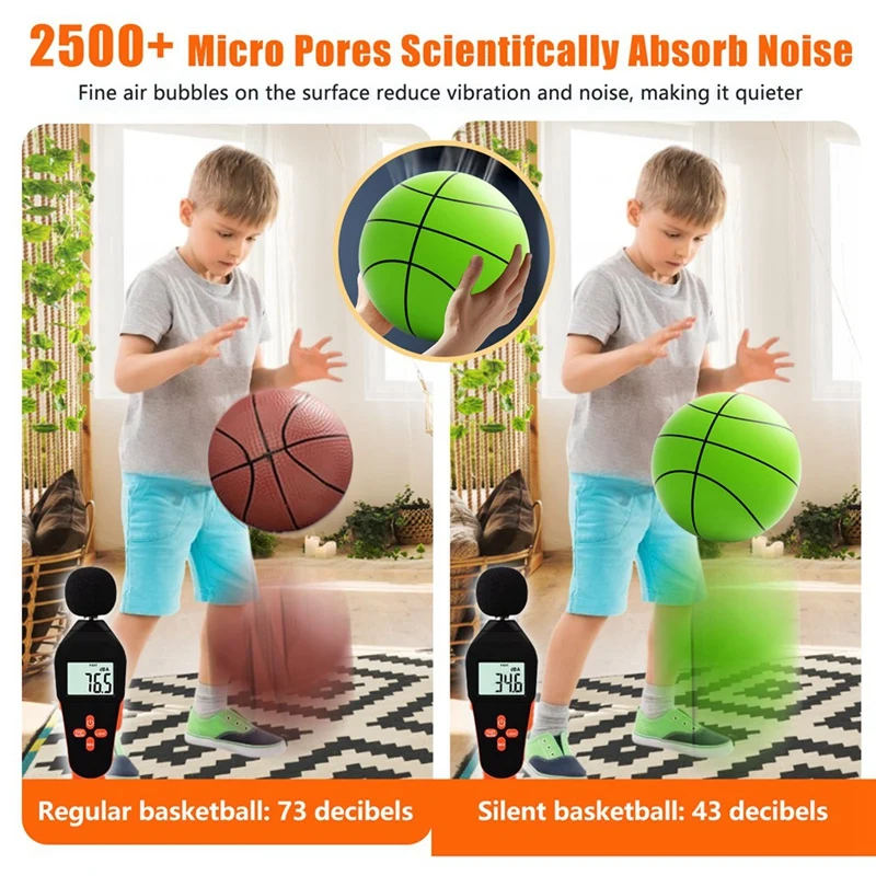 

Foam Basketball, Indoor High Density Training Basketball 3D Texture Quiet Bounce No Noise Ball For Home Beach Pool