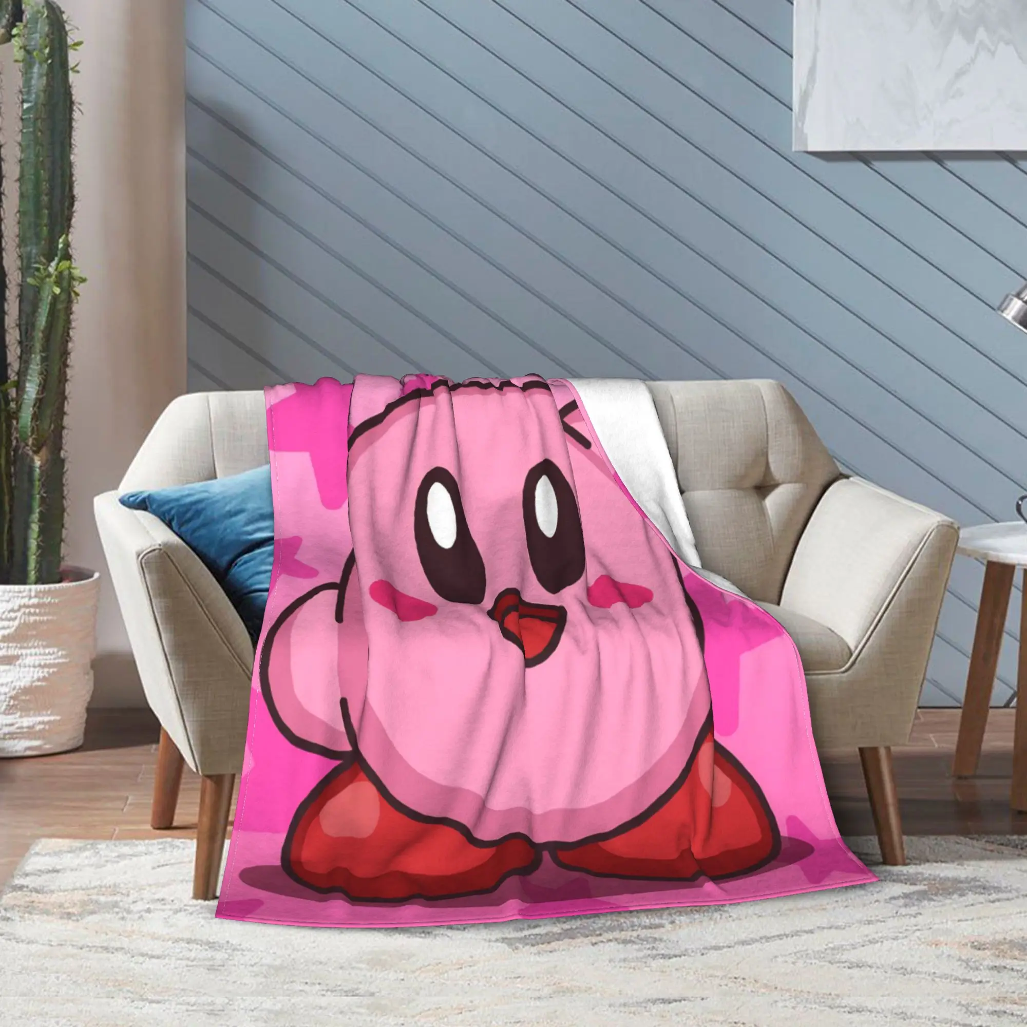 pink kirbys funny game Blanket Ultra Soft  Throw Blankets for Couch Multiple Sizes Plush Thin Quilt