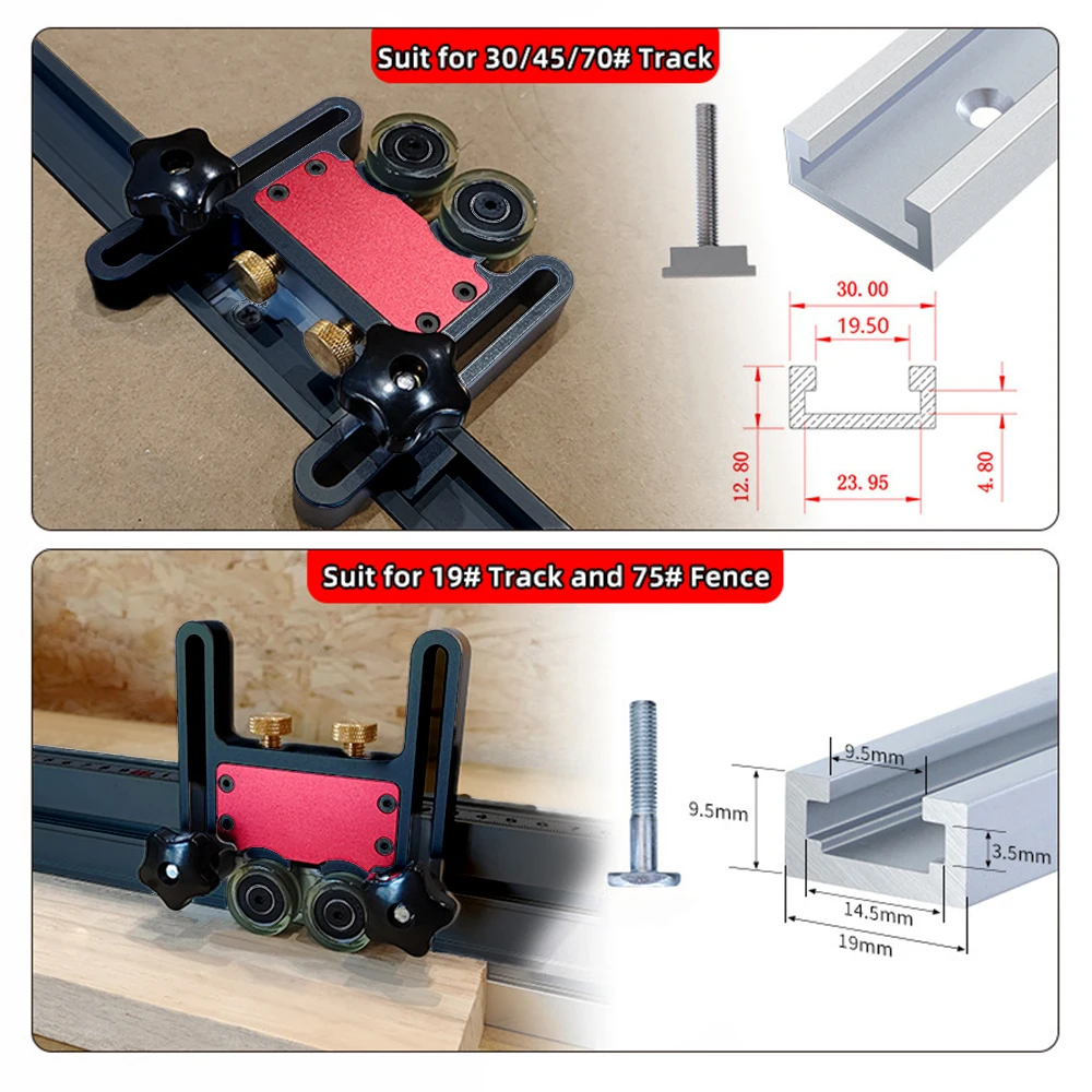 Imagem -02 - Table Saw Feather Loc Board Roda de Rolo Guia de Estoque Ajustável Cortando Localizador Fixo Roda para Circular Band Saw Router Planer