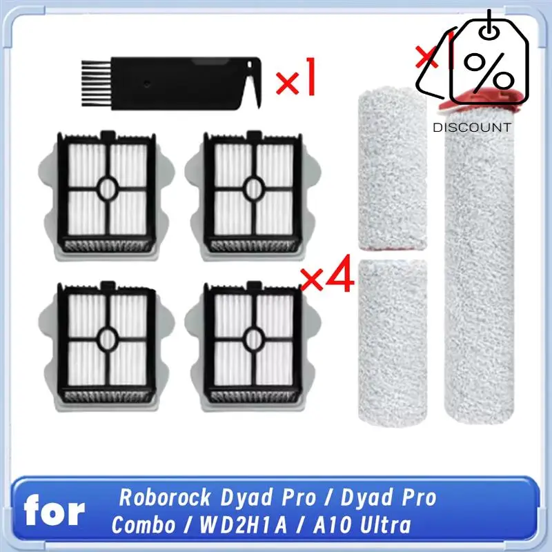 Main Brush And Filters For Roborock Dyad Pro / Dyad Pro Combo / WD2H1A / A10 Ultra Robot Vacuum Essential Vacuum Accessories-Y48