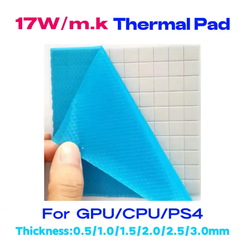 

100PCS 17W/MK Silicone Cooler Pad Thermal Conductive Pad for CPU Flame Retardant Silicone Sheet 10*10*1mm