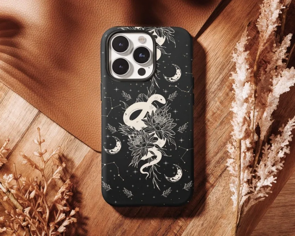 Witchy Snake Moon Celestial Phone Case For IPHONE 16 15PRO MAX 14 13 12 11 Acrylic TPU Two in one magnetic Phone Cases