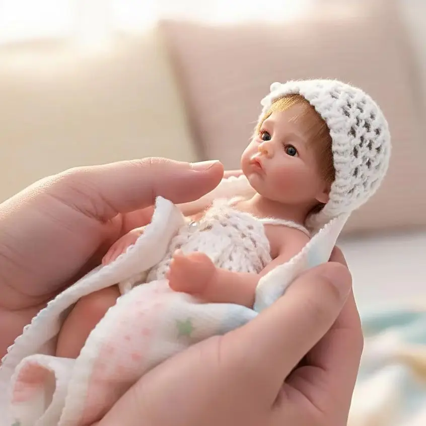 

Cloveray 8 inch Mini Full Body Soft Silicone Realistic Reborn Baby Doll Super Cute Solid Silicone Doll High Quality Toy Kid Gift